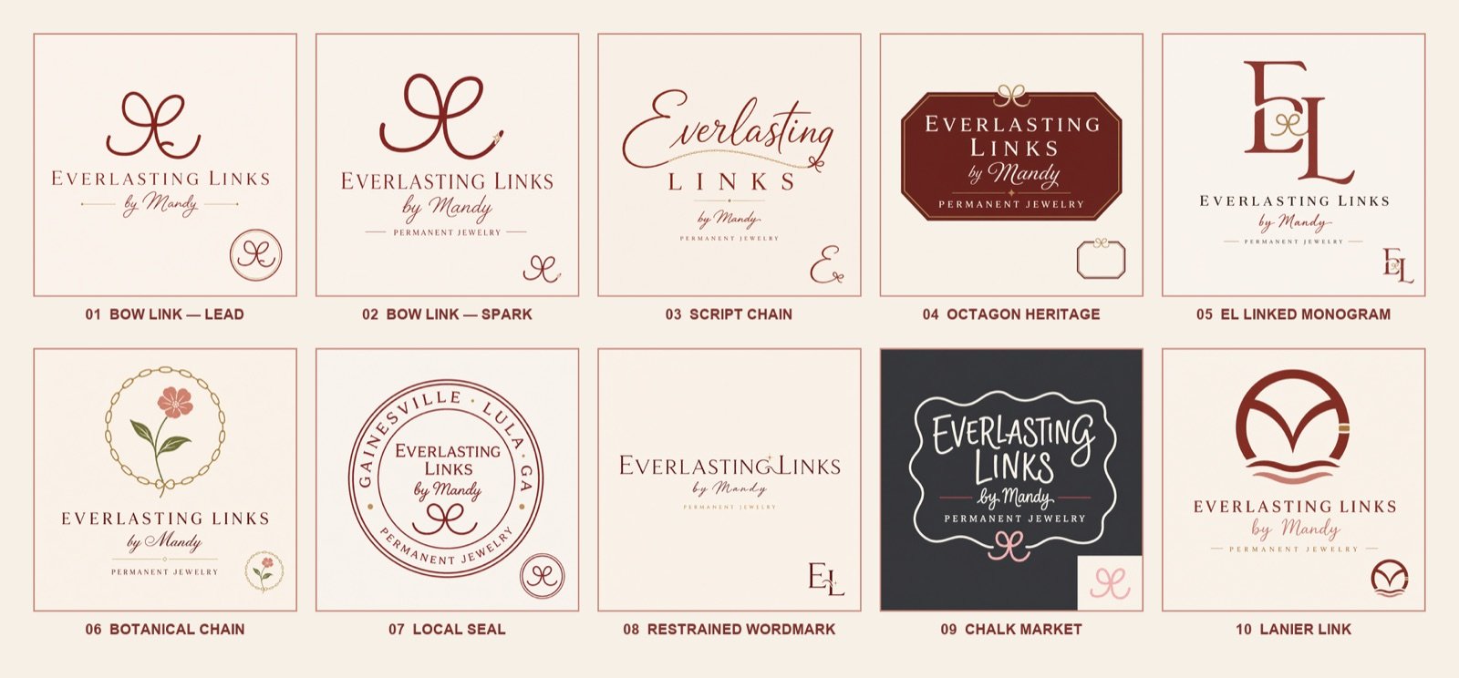 Contact sheet of all 10 draft logo directions